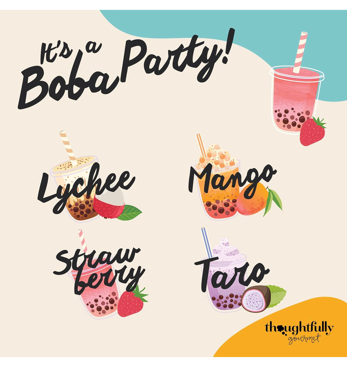 Mini Boba Party Set, Pour 16 portion