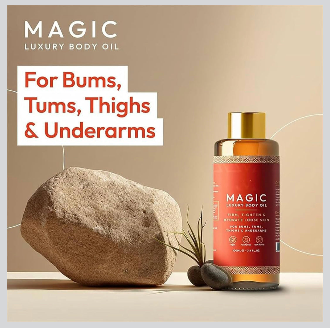 Magic Body Oil - 100 ml, repulpe, raffermit, raffermit et hydrate la peau