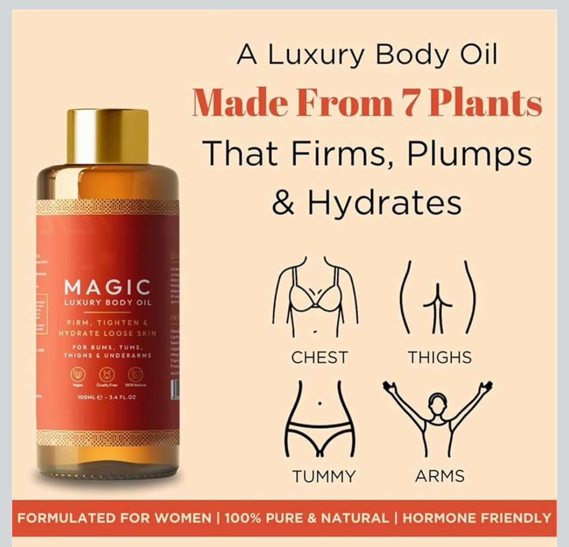 Magic Body Oil - 100 ml, repulpe, raffermit, raffermit et hydrate la peau