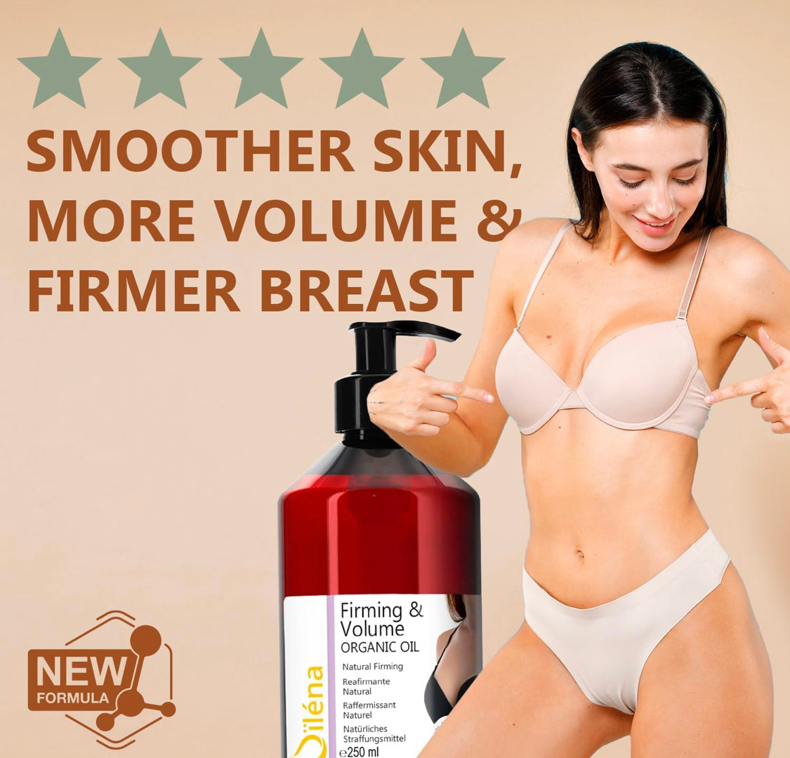 Huile Fermeté Seins & Décolleté | Huile de Massage 100% Pure avec Amande, Fenugrec, Rose Musquée et Huiles Essentielles |