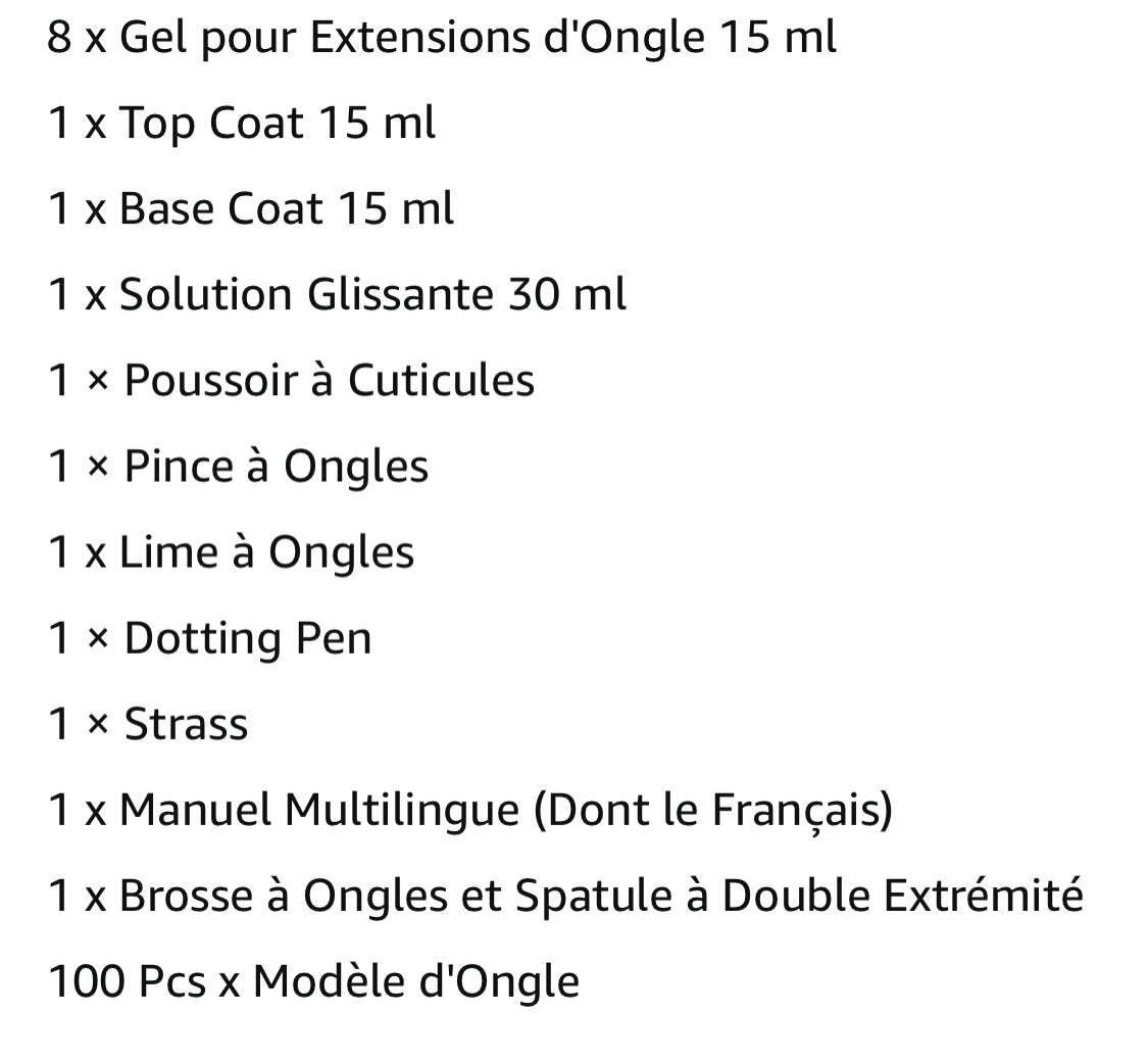 Ongle Gel Kit Complet , Nail Extension Gel, Gel Construction Ongle Uv avec Décorations et Accessoires pour Débutants