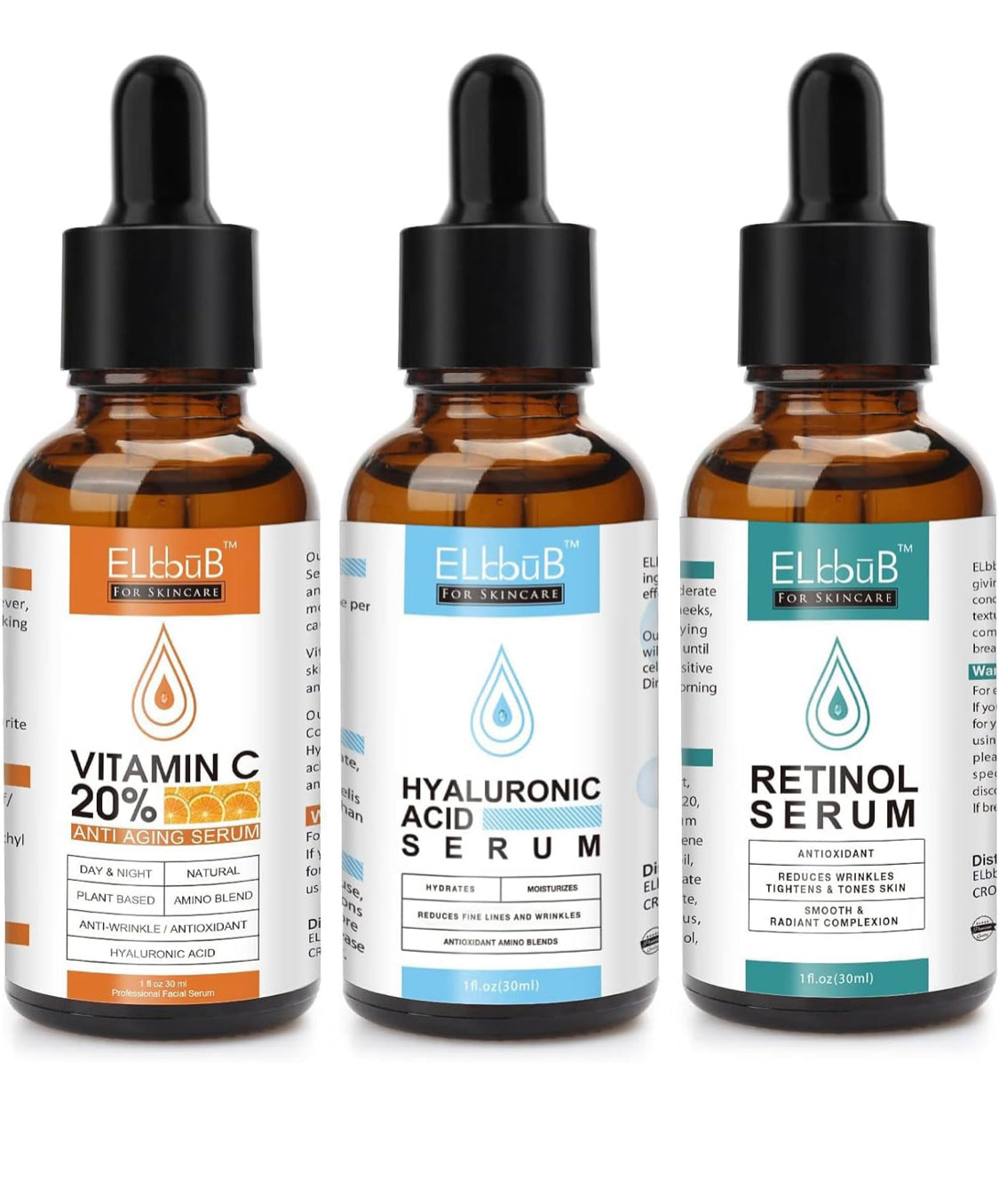 Kit Sérum Vitamine C, Rénitol, Acide Hyaluronique